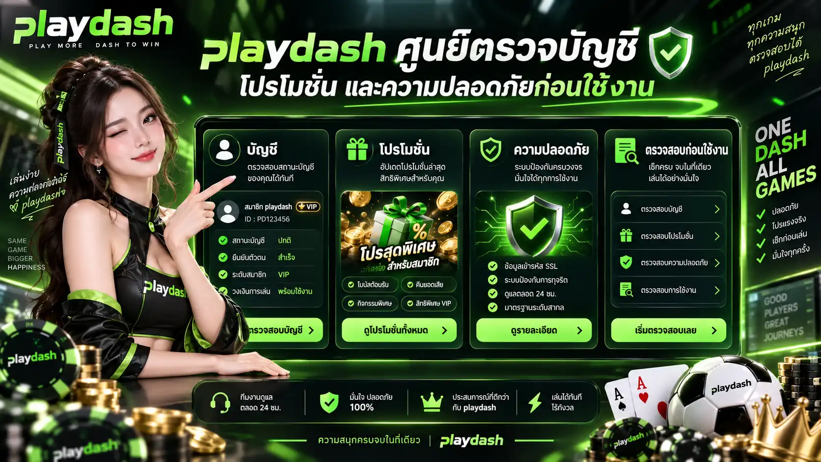 playdash ศูนย์ตรวจบัญชี โปรโมชั่น และความปลอดภัยก่อนใช้งาน